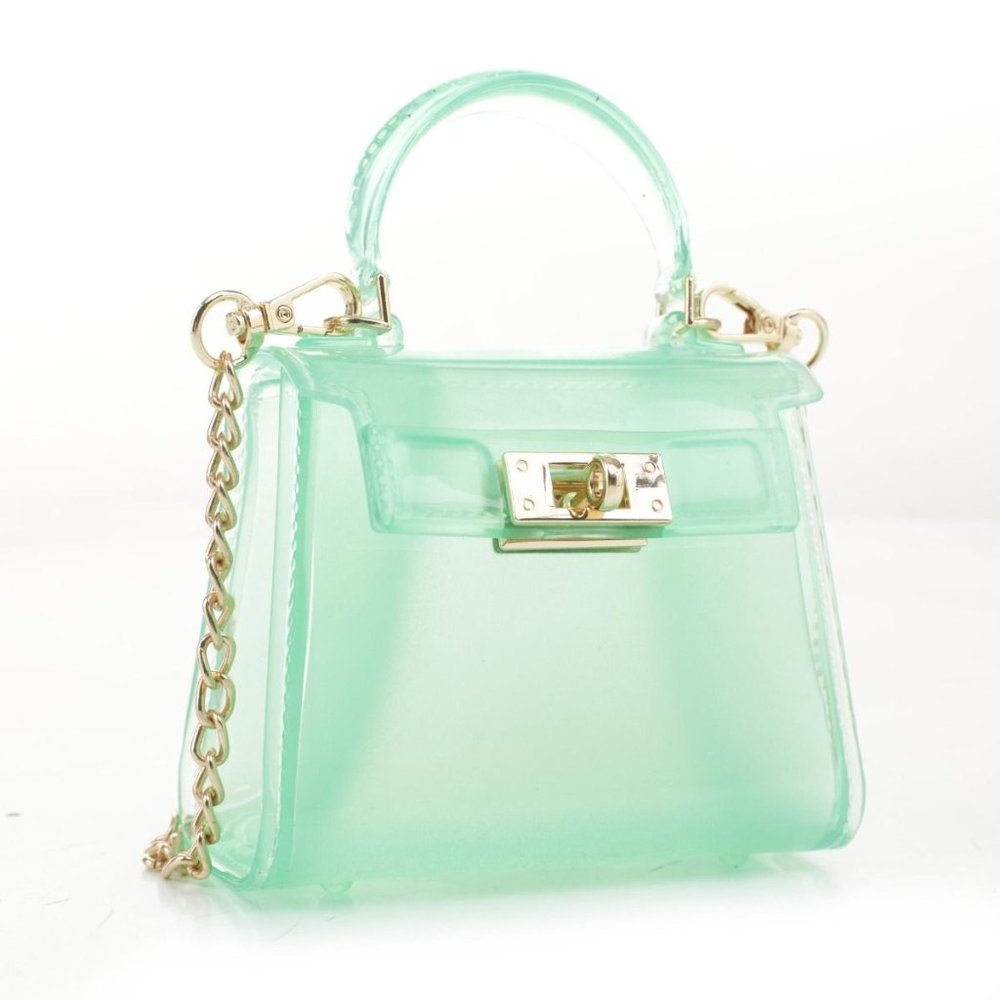 Mint Green Mini Jelly Shoulder Bag with Gold Hardware